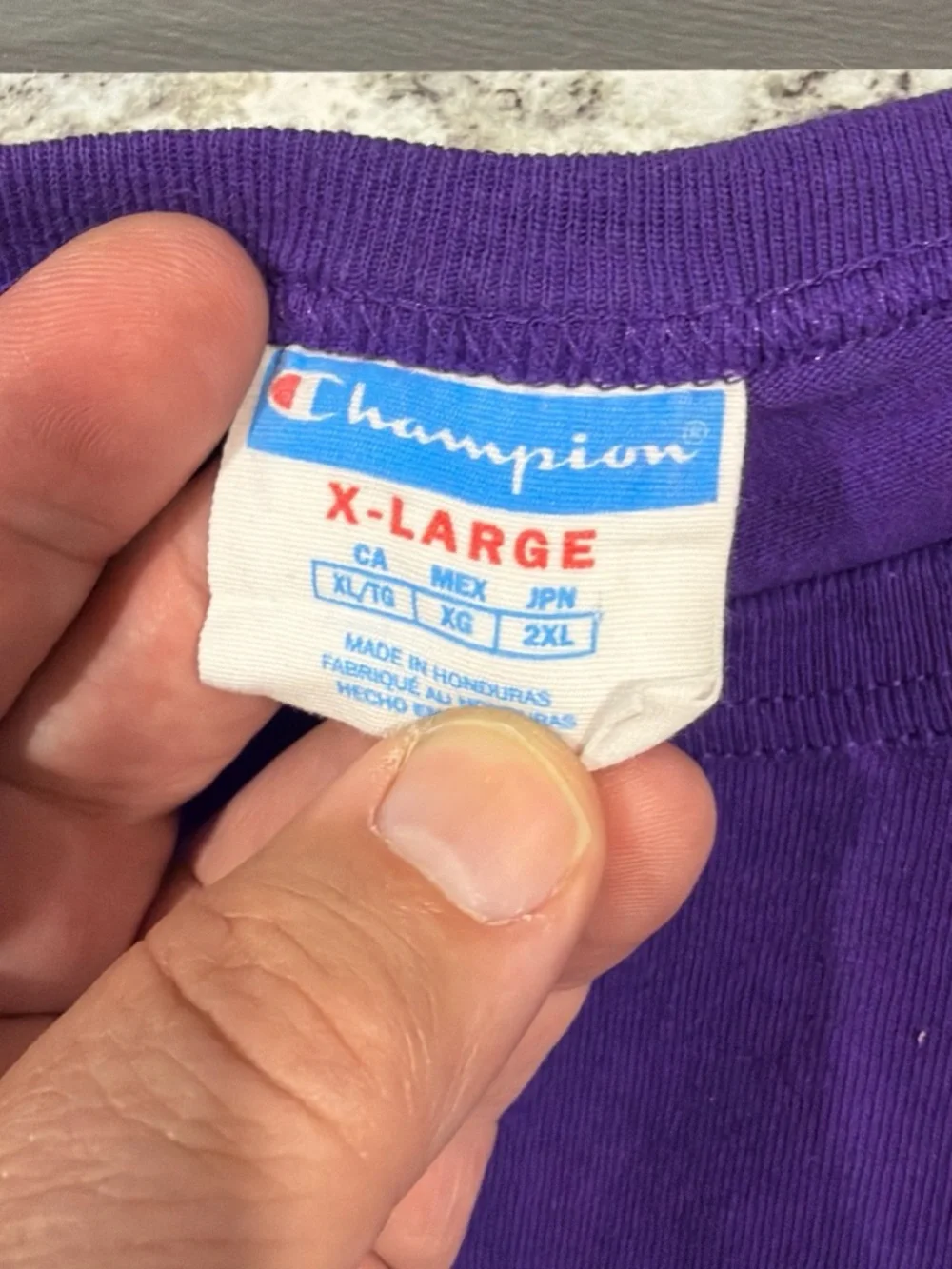 Champion Men's Purple Short Sleeve Crew T-Shirt - Picture 2 of 4